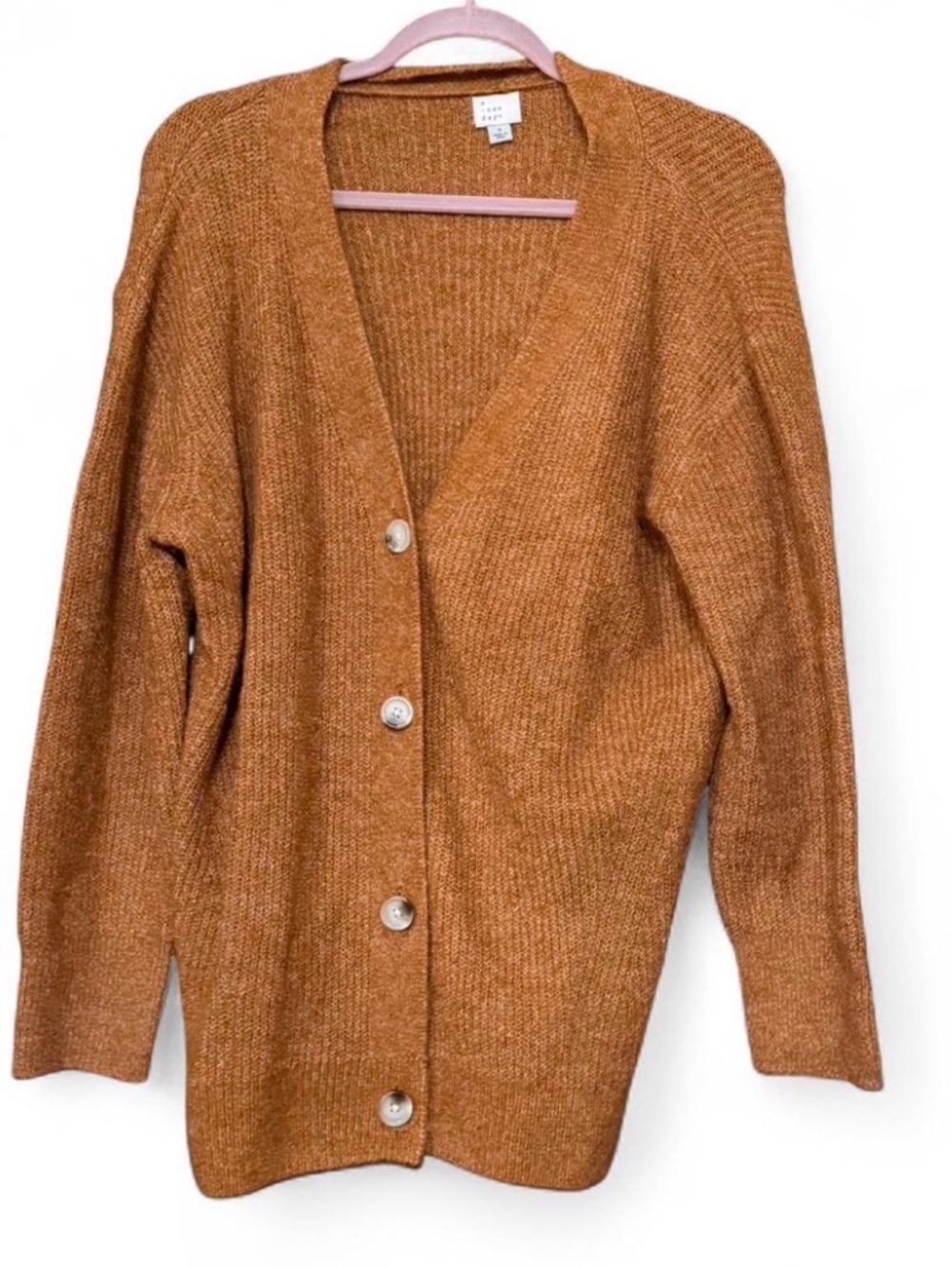 a new day Rusty Orange Button-Up V-Neck Cardigan